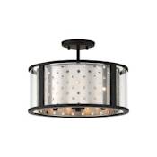 Eurofase Lighting Grado 3 Light 15" Wide Semi-Flush Drum Ceiling Fixture Black / Chrome