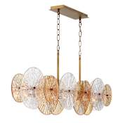 Eurofase Lighting Sue-Anne 8 Light 57" Wide Abstract Linear Chandelier Plated Brass