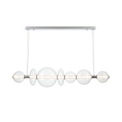 Eurofase Lighting Atomo 56" Wide 3000K LED Abstract Linear Chandelier Chrome / Clear