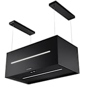 Faber Graziosa Isola Series 600 CFM 31 Inch Wide Island Range Hood with Perimeter Aspiration and Mesh Filters Matte Black