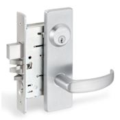 Falcon MA Series Hotel Keyed Entry Mortise Lock Set with Dane Lever and Napa Rose Bright Brass