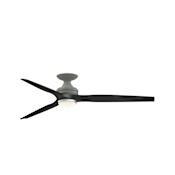 Fanimation Spitfire 64" 3 Blade Smart LED Indoor / Outdoor Hugger Ceiling Fan with Double-Walled Light Kit with Remote Control Included Antique Graphite / Black