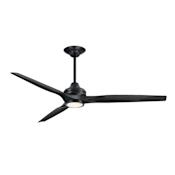 Fanimation Spitfire DC 64" 3 Blade Indoor / Outdoor Smart LED Hanging Ceiling Fan Black