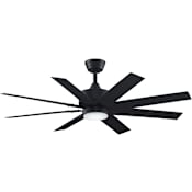 Fanimation Levon Custom 52" 8 Blade Indoor / Outdoor Smart LED Ceiling Fan with Remote Control Black