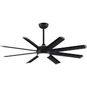Fanimation Stellar Custom 56" 8 Blade Indoor / Outdoor DC Motor Ceiling Fan - Remote Control and LED Light Kit Included Black / Black with Silver Tip