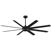 Fanimation Stellar Custom 72" 8 Blade Indoor / Outdoor DC Motor Ceiling Fan - Remote Control and LED Light Kit Included Black / Black with Silver Tip