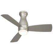 Fanimation Hugh 44" 3 Blade Hugger Indoor / Outdoor Ceiling Fan - Remote Control and LED Light Kit Included Brushed Nickel