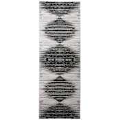 Feizy Micah 2-3/4' x 7-3/4' Polyester and Polypropylene Abstract Indoor Runner Black / Silver / Taupe