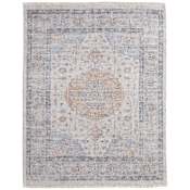 Feizy Caldwell 7-1/2' x 9-1/2' Vintage Indoor Rectangular Area Rug in Ivory / Blue / Orange Ivory / Blue / Orange