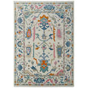 Feizy Karina 7-3/4' x 9-3/4' Wool Botanical Indoor Rectangular Area Rug Ivory / Blue / Pink