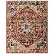 Feizy Caprio 7-3/4' x 10' Polyester and Viscose Vintage Indoor Rectangular Area Rug Red / Ivory / Black