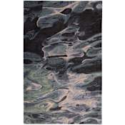 Feizy Amira 3-1/2' x 5-1/2' Wool Abstract Indoor Rectangular Throw Rug Green / Blue / Black