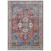 Feizy Percy 7-3/4' x 9-3/4' Vintage Indoor Rectangular Area Rug Red / Blue / Ivory