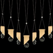 Fine Art Handcrafted Lighting ARIA 14 Light 60" Wide Integrated LED Crystal Linear Pendant with Shades Brushed Gold