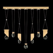 Fine Art Handcrafted Lighting ARIA 14 Light 60" Wide Integrated LED Linear Pendant Brushed Gold