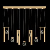 Fine Art Handcrafted Lighting ARIA 14 Light 60" Wide LED Linear Pendant with Shades Brushed Gold