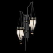 Fine Art Handcrafted Lighting Mirage 2 Light 42" Tall LED Wall Sconce Black Iron / Brass / Black Knight