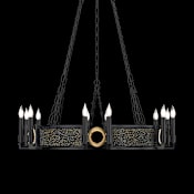 Fine Art Handcrafted Lighting Mirage 12 Light 36" Wide Taper Candle Style Chandelier Black Iron / Brass / Black Knight