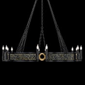 Fine Art Handcrafted Lighting Mirage 12 Light 50" Wide Taper Candle Style Chandelier Black Iron / Brass / Black Knight