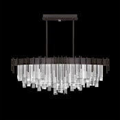 Fine Art Handcrafted Lighting Arpeggio 21" Wide LED Abstract Linear Chandelier Midnight Steel / Clear