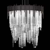 Fine Art Handcrafted Lighting Arpeggio 35" Wide LED Abstract Waterfall Chandelier Midnight Steel / Clear