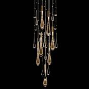 Fine Art Handcrafted Lighting Rain 10 Light 18" Wide LED Suspension Multi Light Pendant Ombre Bronze / Gold Glass