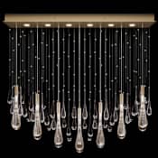 Fine Art Handcrafted Lighting Rain 13 Light 51" Wide LED Suspension Linear Pendant Ombre Bronze / Gold Glass
