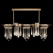 Fine Art Handcrafted Lighting Rain 56" Wide LED Linear Pendant Ombre Bronze / Gold Glass
