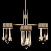 Fine Art Handcrafted Lighting Rain 33" Wide LED Multi Light Pendant Ombre Bronze / Gold Glass