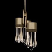 Fine Art Handcrafted Lighting Rain 17" Wide LED Multi Light Pendant Ombre Bronze / Gold Glass