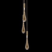 Fine Art Handcrafted Lighting Rain 7" Wide Multi Light Pendant Ombre Bronze / Gold Glass