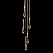 Fine Art Handcrafted Lighting Rain 10" Wide Multi Light Pendant Ombre Bronze / Gold Glass