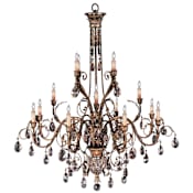 Fine Art Handcrafted Lighting A Midsummer Night's Dream Sixteen-Light Three-Tier Chandelier with Delicate Lines and Crystal Accents Moonlit Patina