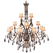 Fine Art Handcrafted Lighting A Midsummer Night's Dream Sixteen-Light Three-Tier Chandelier with Delicate Lines and Crystal Accents Moonlit Patina