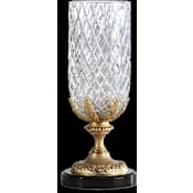 Fine Art Handcrafted Lighting Mariner Luxury 18" Tall Crystal Vase Antique Gold Plated