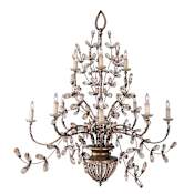 Fine Art Handcrafted Lighting A Midsummer Night's Dream Twelve-Light Two-Tier Chandelier with Crystal Accents and Candelabra Lights Moonlit Patina