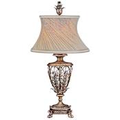 Fine Art Handcrafted Lighting Winter Palace Single-Light Table Lamp with 3-Way Socket Switch and Palmette Clustered Icicle Crystals Antique Silver Leaf