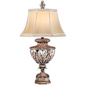 Fine Art Handcrafted Lighting Winter Palace Single-Light Table Lamp with 3-Way Socket Switch and Palmette Clustered Icicle Crystals Antique Silver Leaf