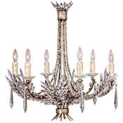 Fine Art Handcrafted Lighting Winter Palace Six-Light Single-Tier Chandelier with Palmette Clustered Icicle Crystals Antique Silver Leaf