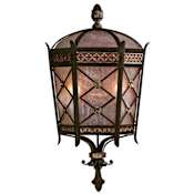 Fine Art Handcrafted Lighting Chateau Outdoor Two-Light Outdoor Wall Sconce with Gold Accents and Antiqued Glass Variegated Rich Umber Patina