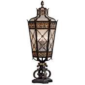 Fine Art Handcrafted Lighting Chateau Convertible Outdoor Five-Light Pier Mount Light / Wall Sconce with Gold Accents and Antiqued Glass Variegated Rich Umber Patina