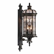 Fine Art Handcrafted Lighting Devonshire 4 Light 32" High Outdoor Wall Sconce with Seedy Glass Shade Antique Bronze