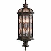 Fine Art Handcrafted Lighting Devonshire 3 Light 28" High Outdoor Wall Sconce with Seedy Glass Shade Antique Bronze
