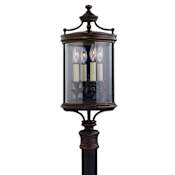 Fine Art Handcrafted Lighting Louvre Four-Light Post Light with Antiqued Candles and Clear Blown Glass Shade Fine Bronze