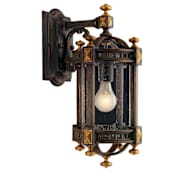 Fine Art Handcrafted Lighting Beekman Place Single-Light Outdoor Wall Sconce with Hand-Blown Seedy Glass Shade Weathered Woodland Brown
