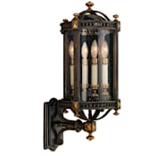 Fine Art Handcrafted Lighting Beekman Place Four-Light Outdoor Wall Sconce with Hand-Blown Seedy Glass Shade Weathered Woodland Brown