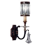 Fine Art Handcrafted Lighting Eaton Place Single-Light Wall Sconce with Channel-Set Crystal Diffuser and Crystal Accents Rustic Iron