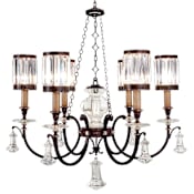 Fine Art Handcrafted Lighting Eaton Place Six-Light Single-Tier Chandelier with Channel-Set Crystal Diffusers and Crystal Accents Rustic Iron