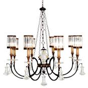 Fine Art Handcrafted Lighting Eaton Place Eight-Light Single-Tier Chandelier with Channel-Set Crystal Diffusers and Crystal Accents Rustic Iron