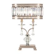 Fine Art Handcrafted Lighting Eaton Place Silver Two-Light Table Lamp with Inline Dimmer Switch and Channel-Set Crystal Diffuser and Crystal Accents Muted Silver Leaf